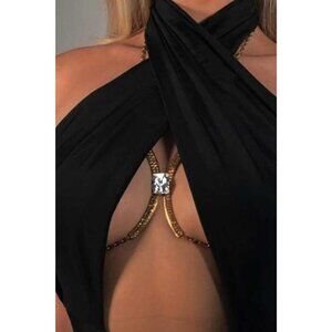 Clear Baguette Iconic Bra Chain Gold/Clear